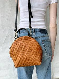 small woven leather shoulder bag